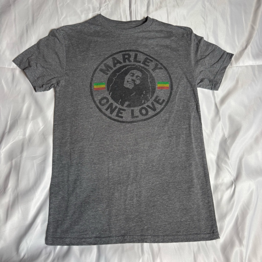 Men's Zion Rootwear Gray Bob Marley One Love Short Sleeve Tee S